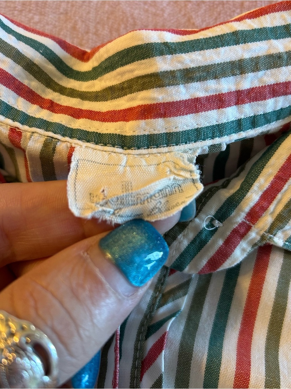 Wallmann vintage red green white striped long sleeve top XL eclectic Grandpacore - Picture 6 of 10